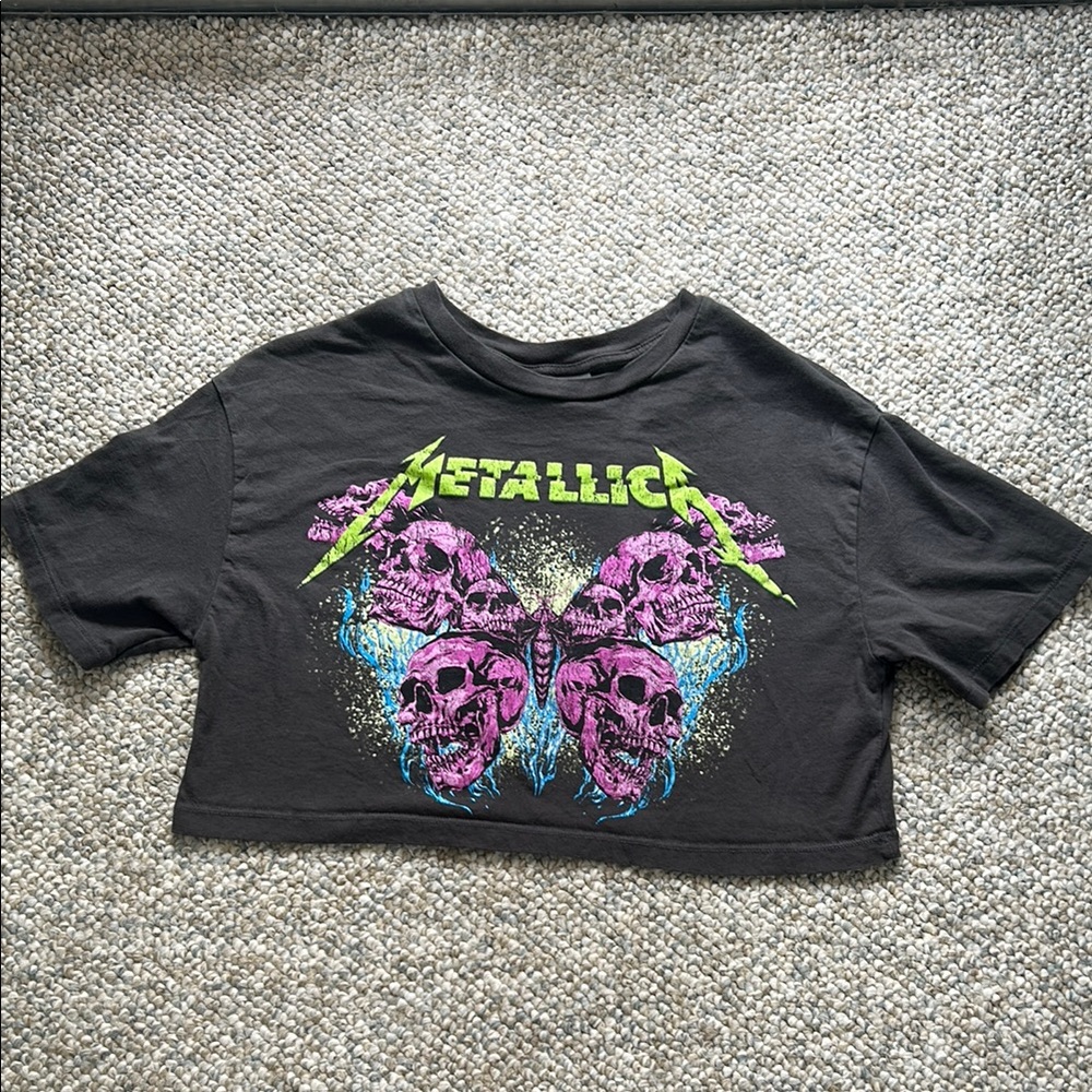 Bershka Black Graphic Crop Top